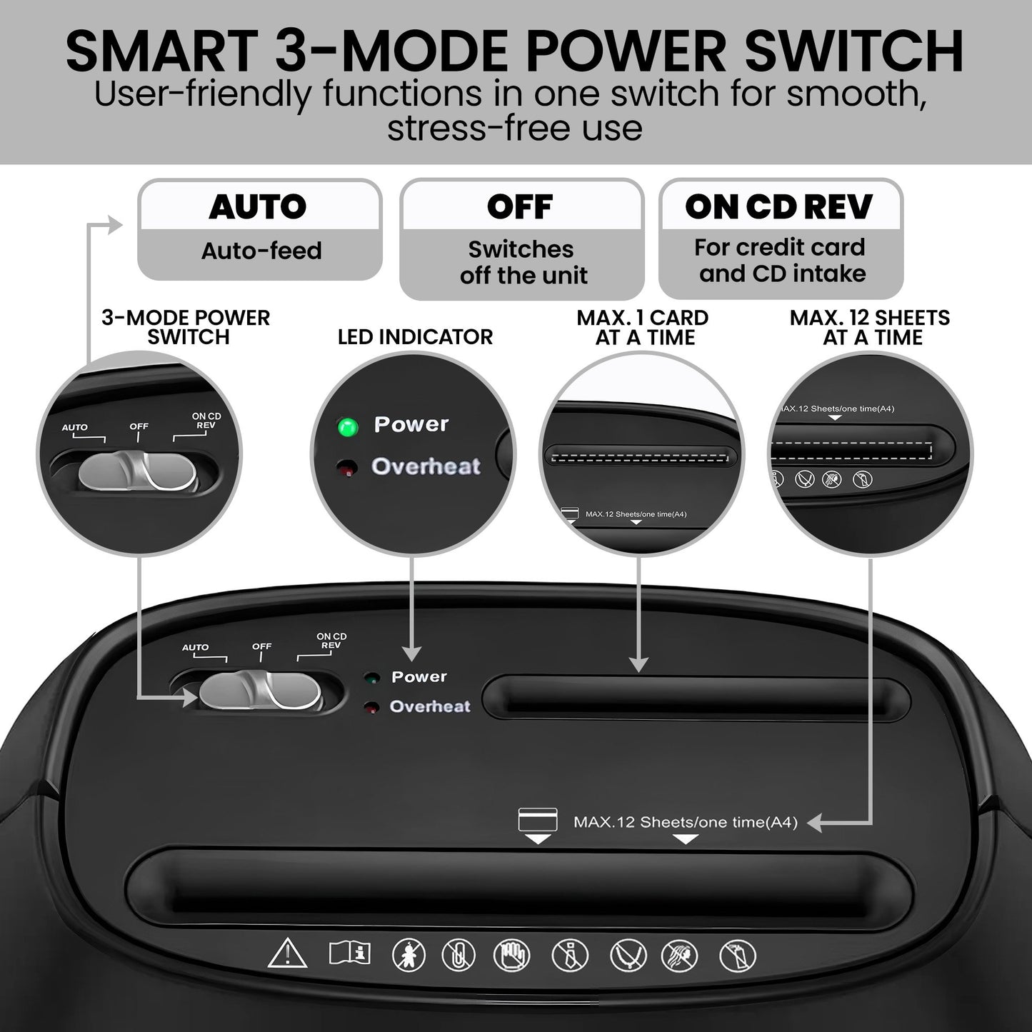 Centurion 25L 12-Sheet Paper Shredder Electric Cross-Cut Home & Office Cutter