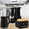 Pronti Breakfast Set Coffee Machine Toaster Kettle Silver