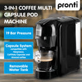 Pronti Breakfast Set Coffee Machine Toaster Kettle Silver