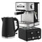 Pronti Breakfast Set 1.6L Coffee Machine Silver Noir Toaster Kettle