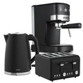 Pronti 3pc Breakfast Set Coffee Machine Toaster Kettle Silver