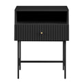 Sarantino Cecil Slender Fluted Bedside Table Black