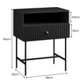 Sarantino Cecil Slender Fluted Bedside Table Black