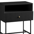 Sarantino Cecil Slender Fluted Bedside Table Black