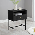 Sarantino Cecil Slender Fluted Bedside Table Black