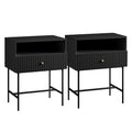Sarantino Cecil Slender Fluted Bedside Table Black