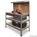 Kartrite 3-Layer Work Bench Garage Storage Table Silver 150cm