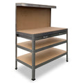 Kartrite 3-Layer Work Bench Garage Storage Table Silver 150cm