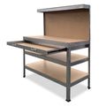 Kartrite 3-Layer Work Bench Garage Storage Table Silver 150cm