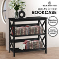 Sarantino Lucas 3-Tier Bookshelf Black Display Rack