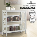 Sarantino Laurel 3-Tier Bookshelf White Display Rack
