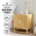 Sarantino Luca Bedside Table Split Door Natural Wood