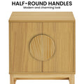 Sarantino Luca Bedside Table Split Door Natural Wood