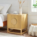 Sarantino Luca Bedside Table Split Door Natural Wood