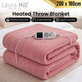 Laura Hill Xl Electric Heated Blanket Throw Soft Coral Fleece With 10 Heat Settings - Pink