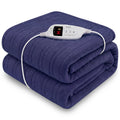 Laura Hill Electric Heated Blanket Throw Soft Coral Fleece w/ 9 Heat Settings - Blue