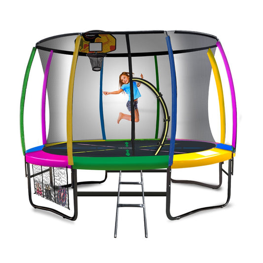 Kahuna 10ft Trampoline with Safety Enclosure Ladder Basketball Hoop