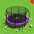 Kahuna 12ft Trampoline Purple with Ladder Net Spring Mat Safety Pad