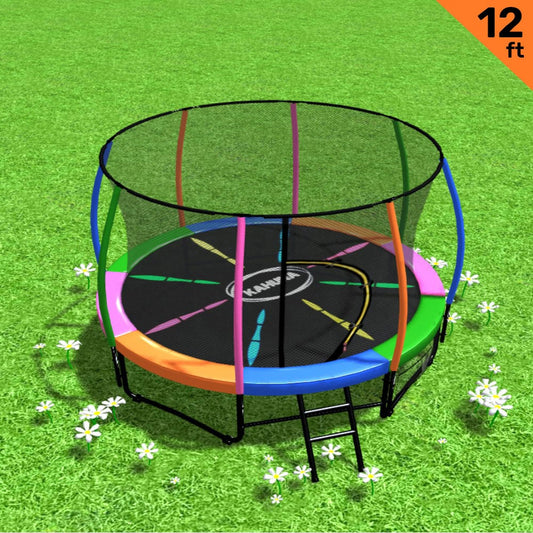 Kahuna 12ft Trampoline with Ladder Net Spring Mat Safety Pad
