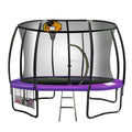 Kahuna 14ft Trampoline with Safety Enclosure Purple Basketball Hoop