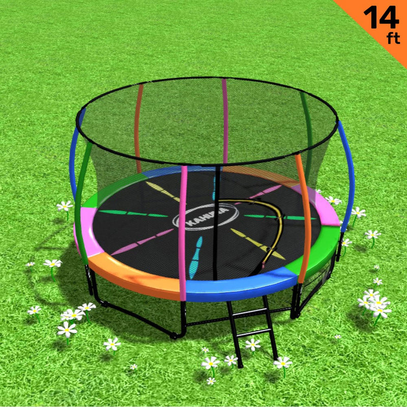 Kahuna 14ft Trampoline with Net Ladder Mat Spring Pad Round