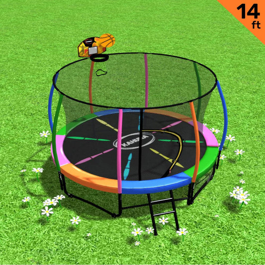 Kahuna 14ft Trampoline Safety Enclosure Pad Mat Ladder Basketball Hoop
