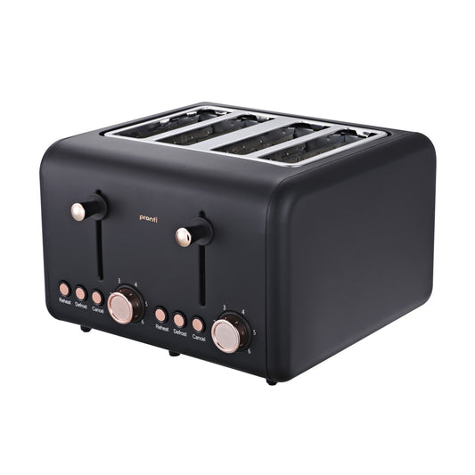 Pronti 4 Slice Toaster Black Rose Trim