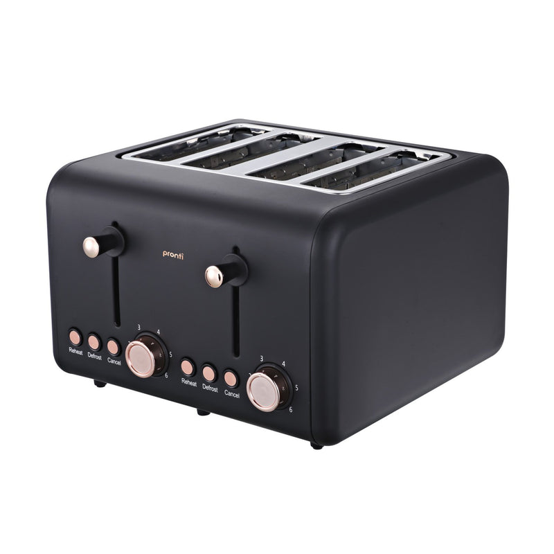 Pronti 4 Slice Toaster Black Rose Trim
