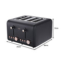 Pronti 4 Slice Toaster Black Rose Trim