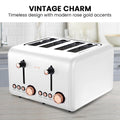 Pronti 4 Slice Toaster White Rose Trim