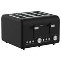 Pronti Silver Noir 4 Slice Toaster Dual Controls Stainless Steel