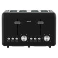Pronti Silver Noir 4 Slice Toaster Dual Controls Stainless Steel