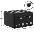 Pronti Silver Noir 4 Slice Toaster Dual Controls Stainless Steel