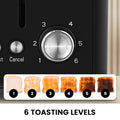 Pronti Silver Noir 4 Slice Toaster Dual Controls Stainless Steel