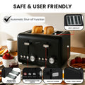 Pronti Silver Noir 4 Slice Toaster Dual Controls Stainless Steel