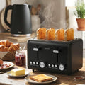 Pronti Silver Noir 4 Slice Toaster Dual Controls Stainless Steel