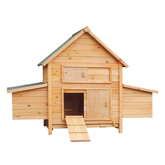 Wooden Chicken Coop Rabbit Hutch Ramp Nesting Boxes