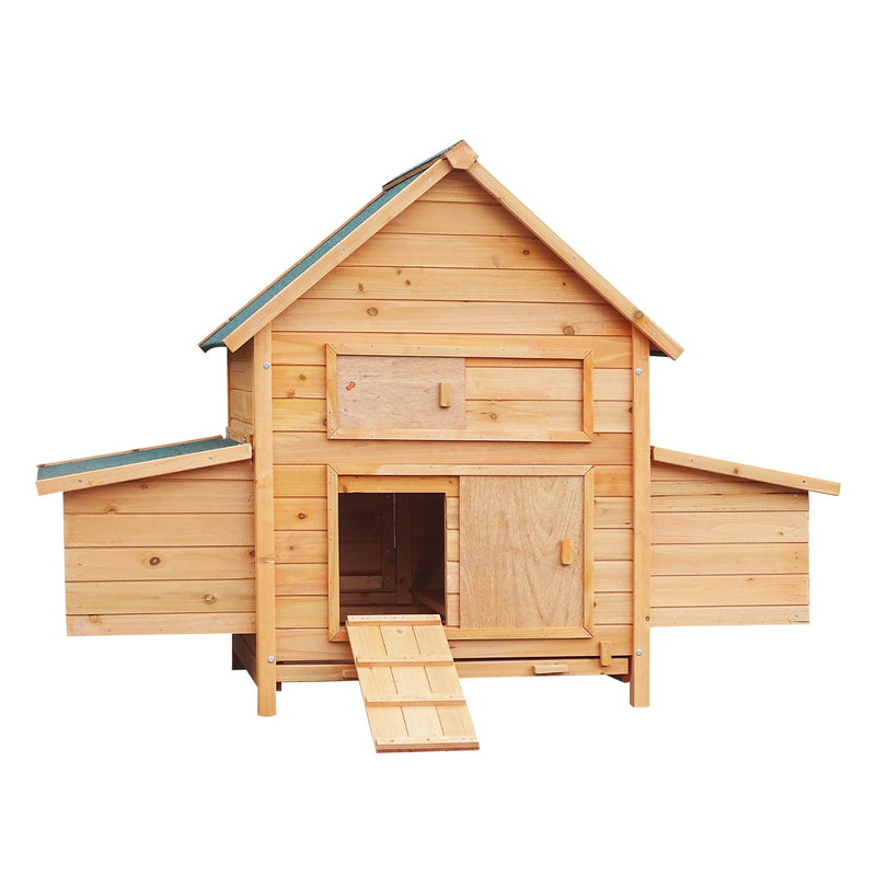 Wooden Chicken Coop Rabbit Hutch Ramp Nesting Boxes