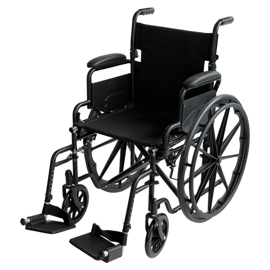 Orthonica Steel Wheelchair 24in Black Foldable Lightweight Portable