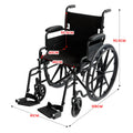 Orthonica Steel Wheelchair 24in Black Foldable Lightweight Portable