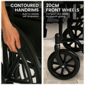 Orthonica Steel Wheelchair 24in Black Foldable Lightweight Portable