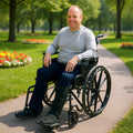 Orthonica Steel Wheelchair 24in Black Foldable Lightweight Portable