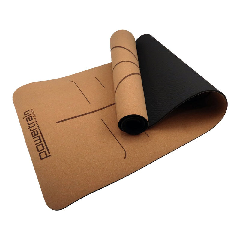 Powertrain Cork Yoga Mat 6mm Non-Slip Pilates Carry Straps