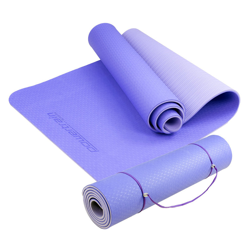 Powertrain TPE Yoga Mat 8mm Thick Purple Pilates Home Gym