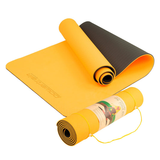 Powertrain TPE Yoga Exercise Mat Home Gym Pilates Fitness 8mm Thick in Orange