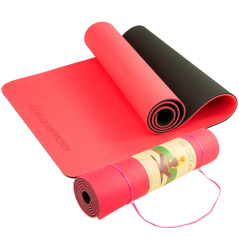Powertrain TPE Yoga Mat 8mm Red Exercise Pilates Home Gym