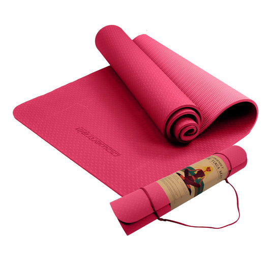 Powertrain 6mm Yoga Mat Pink Non-slip Carry Strap