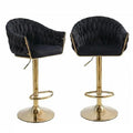 SERENITà GP1863 Modern Velvet Breakfast Bar Stools Swivel Barstools Adjustable Counter Stools with Backrest (Gold-Black)