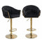 SERENITà GP1863 Modern Velvet Breakfast Bar Stools Swivel Barstools Adjustable Counter Stools with Backrest (Gold-Black)