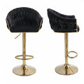 SERENITà GP1863 Modern Velvet Breakfast Bar Stools Swivel Barstools Adjustable Counter Stools with Backrest (Gold-Black)